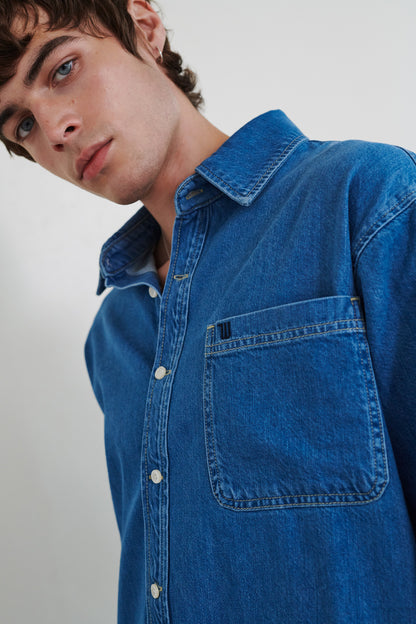Grandpa Shirt in Pure Indigo