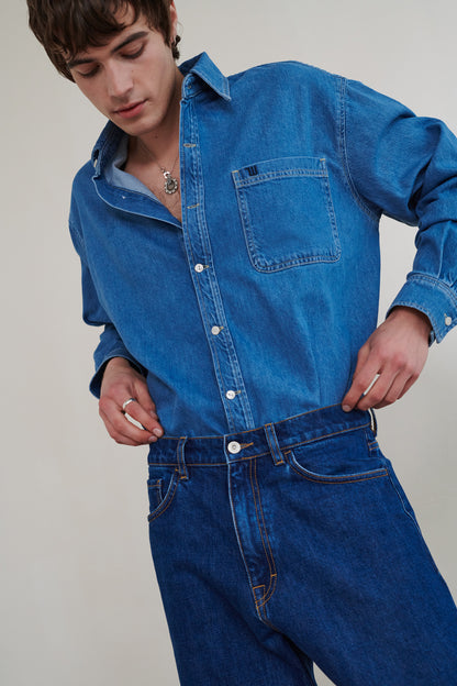 Grandpa Shirt in Pure Indigo